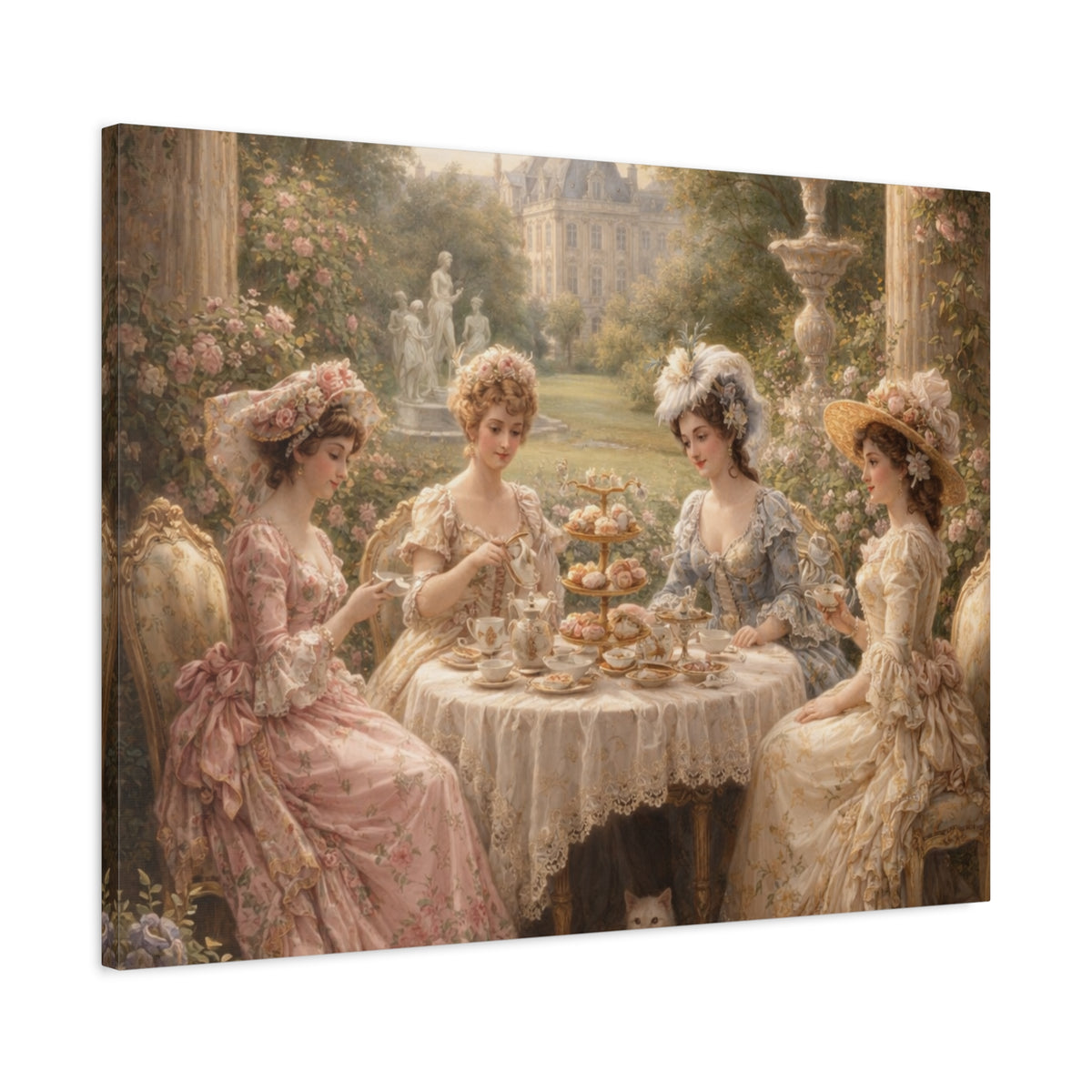 Victorian Ladies Tea Party Canvas Wall Art Print, Feminine Wall Hanging Decor, Vintage 1800's Ladies, Home Decor, Gift for Her, Elegant Art