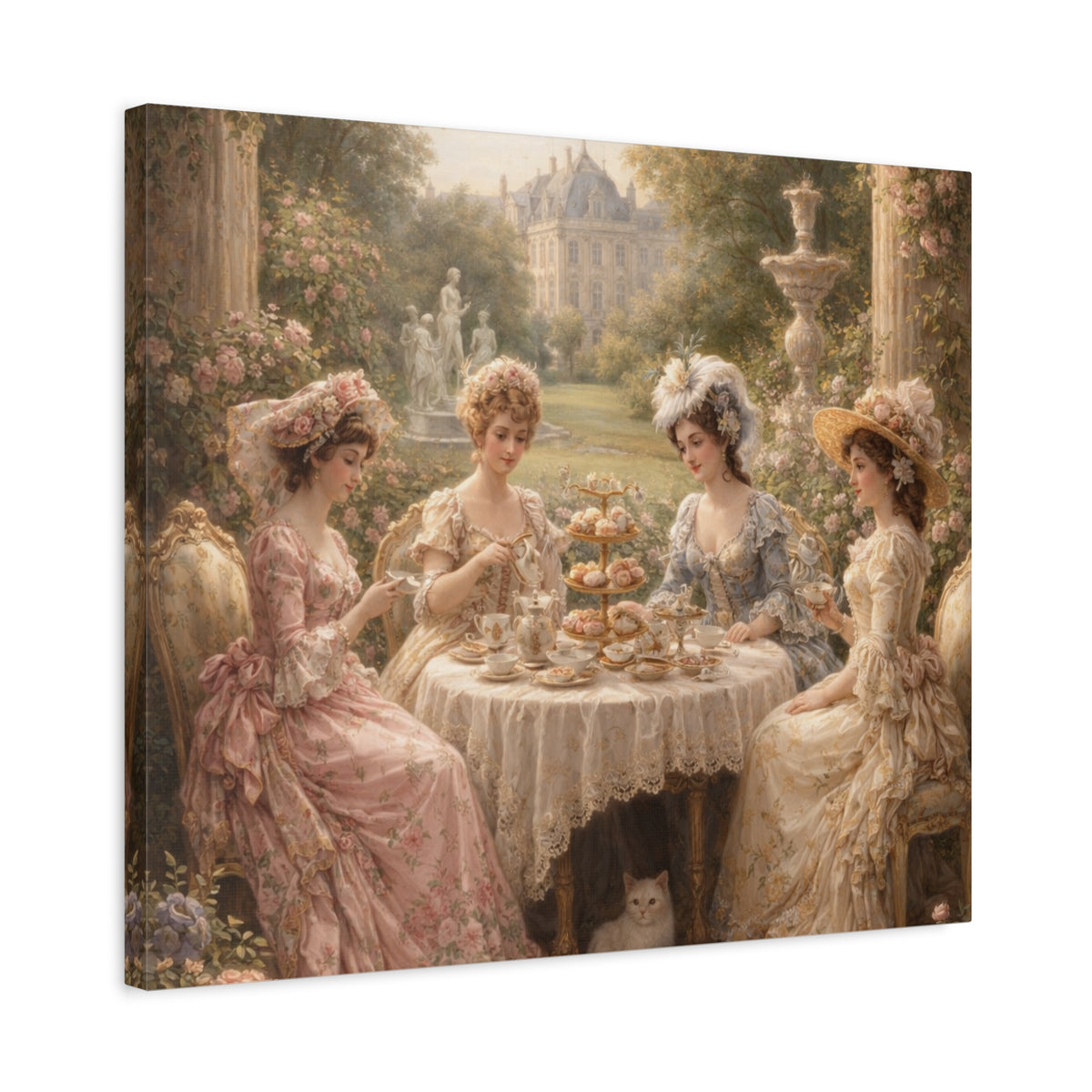 Victorian Ladies Tea Party Canvas Wall Art Print, Feminine Wall Hanging Decor, Vintage 1800's Ladies, Home Decor, Gift for Her, Elegant Art