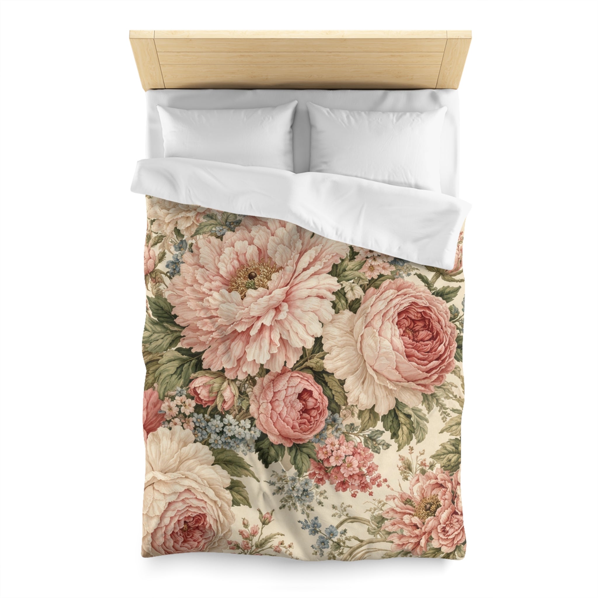Chateaucore Soft Pink Peonies Roses Duvet Cover Set Floral Vintage Style Bedding Shabby Chic Victorian Queen King Twin French Romantic Bed