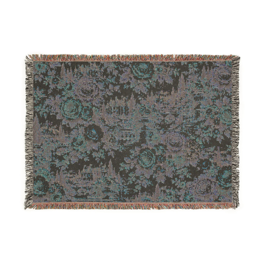 Antique Rose Cabbage Chintz Woven Blanket – French Country Floral Tapestry Throw, Romantic Grandmillennial Decor