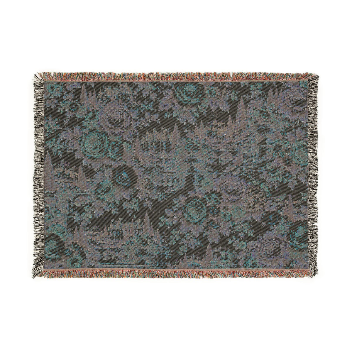 Antique Rose Cabbage Chintz Woven Blanket – French Country Floral Tapestry Throw, Romantic Grandmillennial Decor