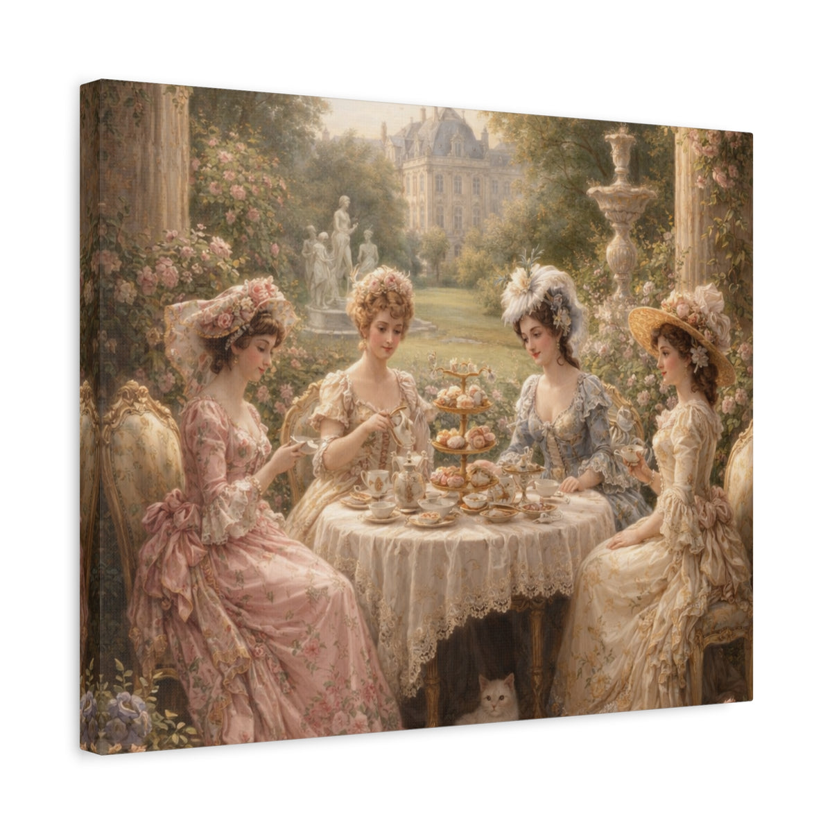 Victorian Ladies Tea Party Canvas Wall Art Print, Feminine Wall Hanging Decor, Vintage 1800's Ladies, Home Decor, Gift for Her, Elegant Art