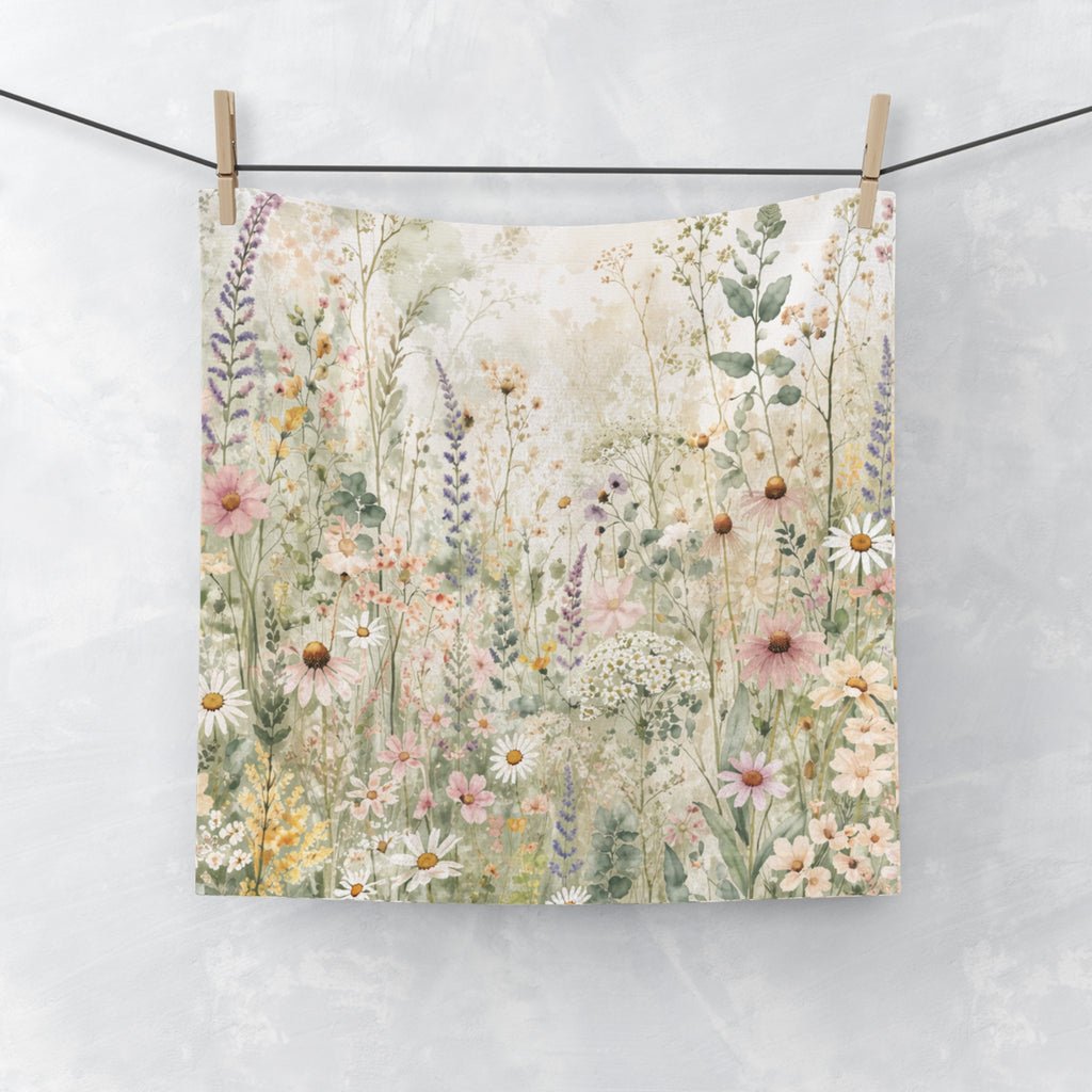 Watercolor Wildflower Meadow 5-Piece Bundle, Shower Curtain Bathmat Towels Set