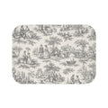 Nickel Gray and Ivory Toile de Jouy Memory Foam Bathmat, French Country Soft Neutral Bathroom Throw Rug, Shabby Chic Victorian Shower