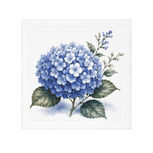 Blue Hydrangea Washcloth – Dusty Blue & Ivory Floral Face Cloth, French Country Chateaucore Grandmillennial Bathroom Decor