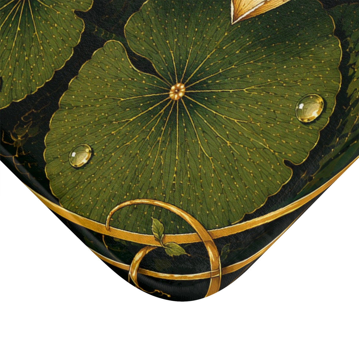 Art Nouveau Water Lily Memory Foam Bathmat, Vintage Botanical Floral Cushioned Bathroom Throw Rug, French Country Chateaucore Green Ivory