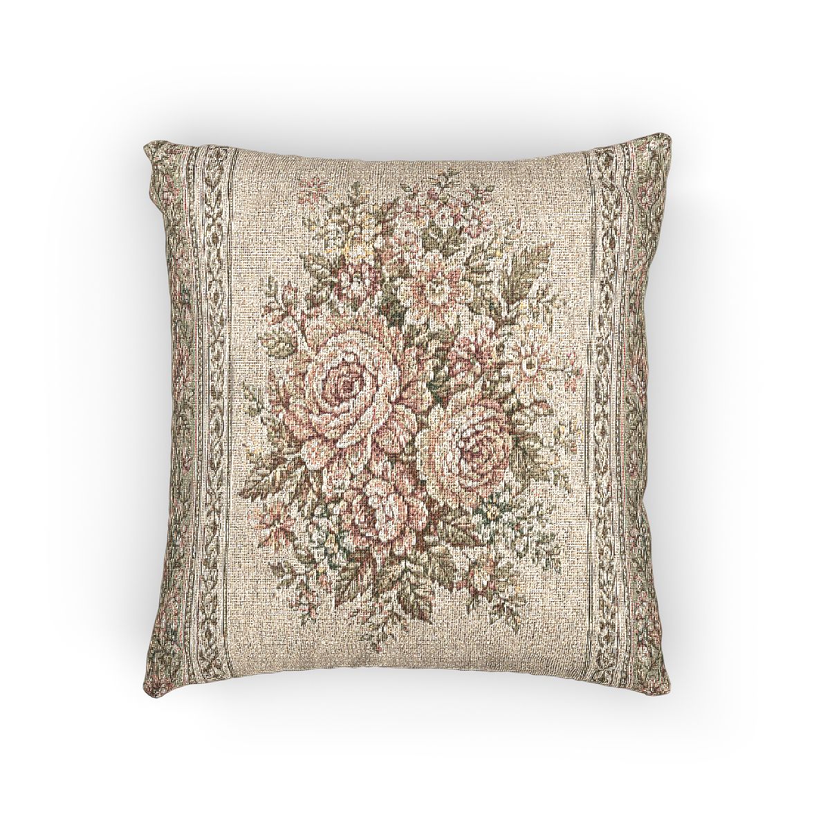 Vintage French Aubusson Woven Tapestry Pillow Set of 3 – Rose Floral, Chateau Garden & Urn Pillows, French Country Chateaucore Decor