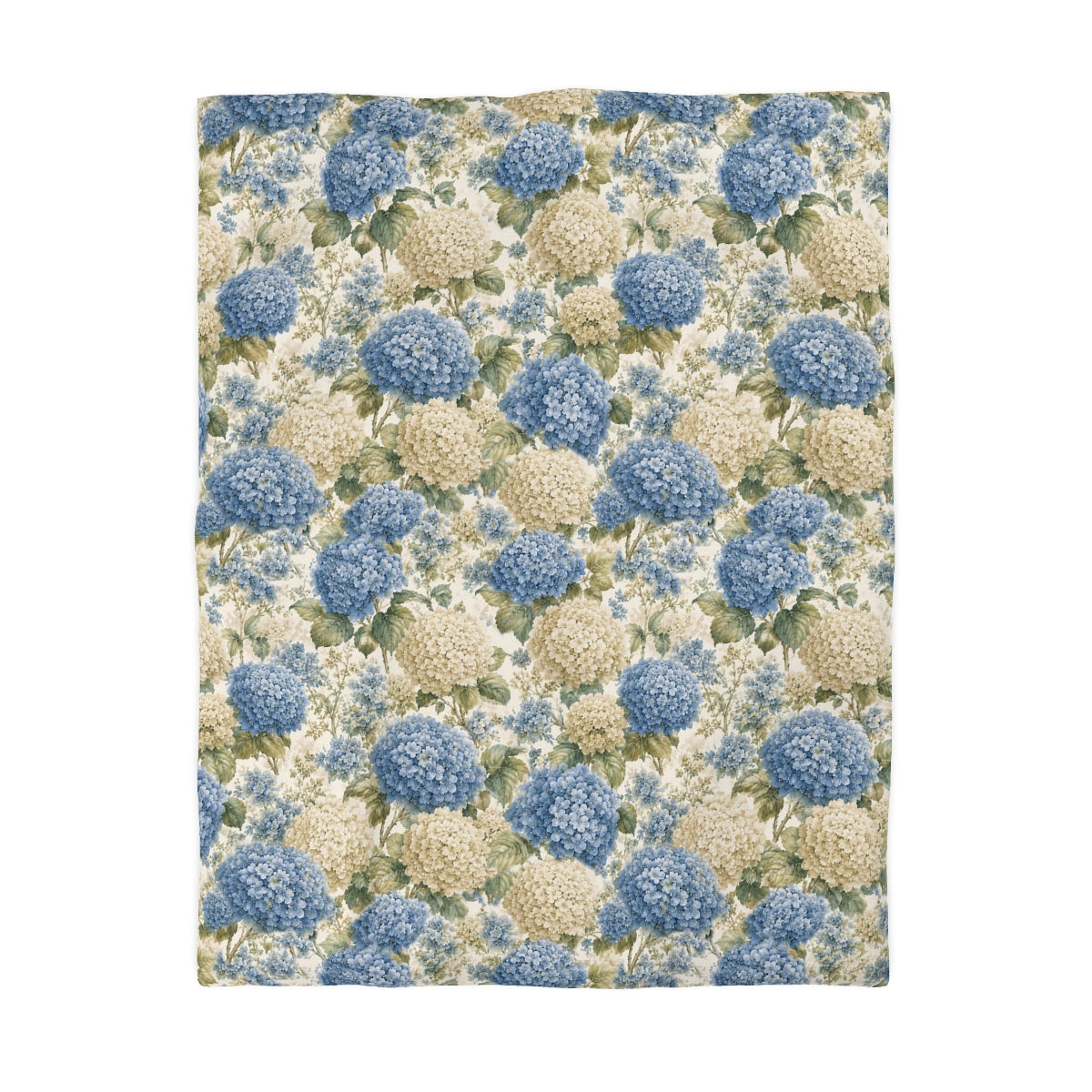 Dusty Blue Hydrangea Comforter or Duvet Cover Set – French Country Chateaucore Floral Bedding – Queen King Twin