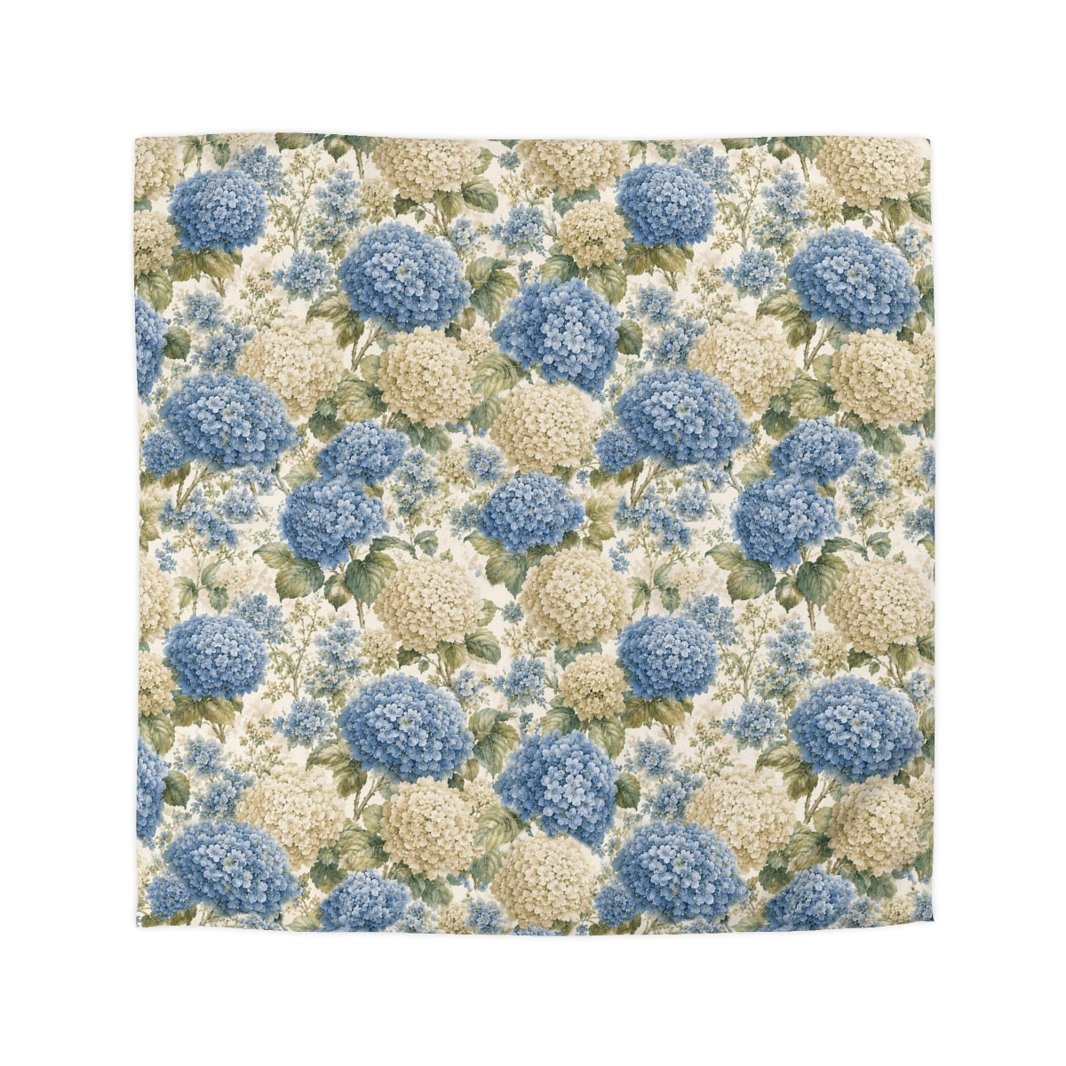 Dusty Blue Hydrangea Comforter or Duvet Cover Set – French Country Chateaucore Floral Bedding – Queen King Twin