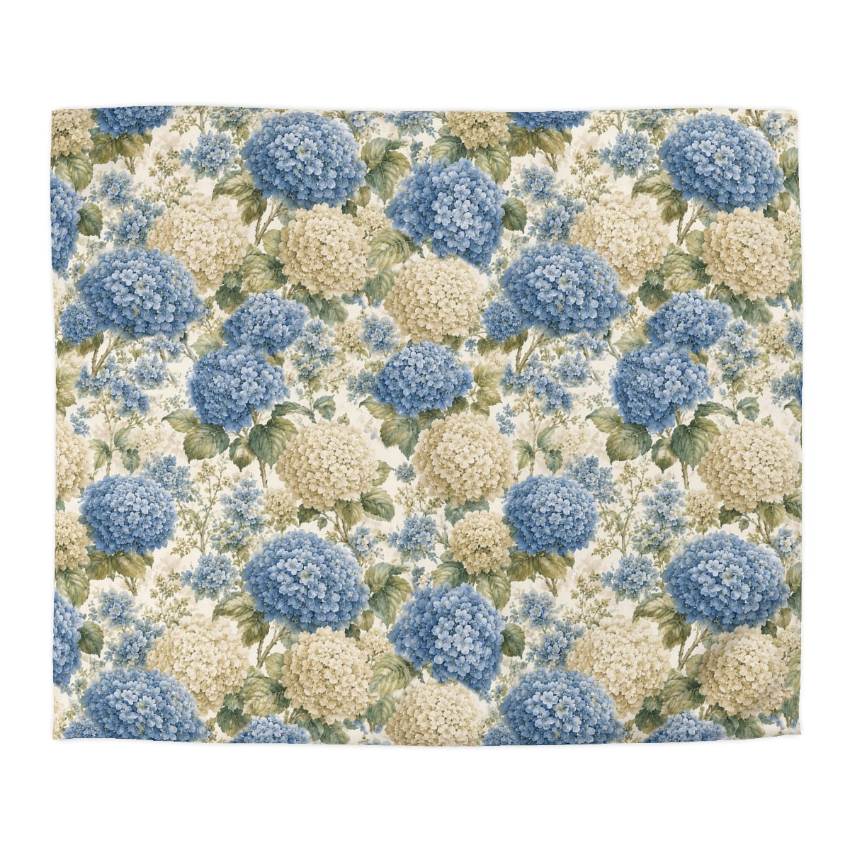 Dusty Blue Hydrangea Comforter or Duvet Cover Set – French Country Chateaucore Floral Bedding – Queen King Twin