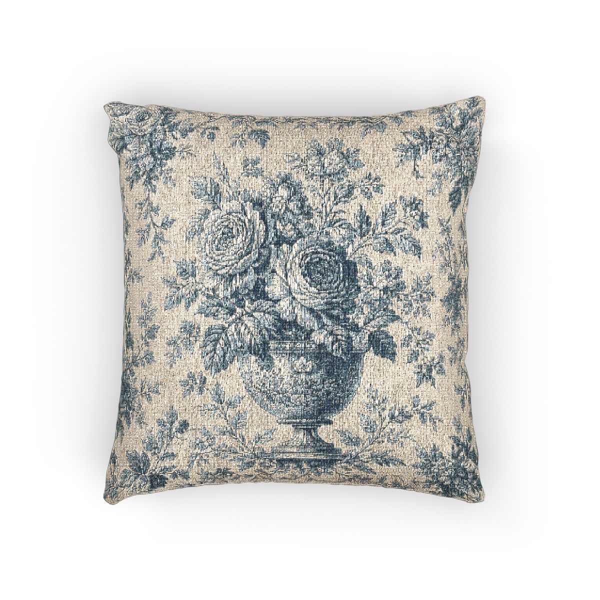 French Blue Toile Woven Pillow Set of 2 – Chateaucore Cherub & Floral Tapestry Accent Pillows, Vintage French Country Decor