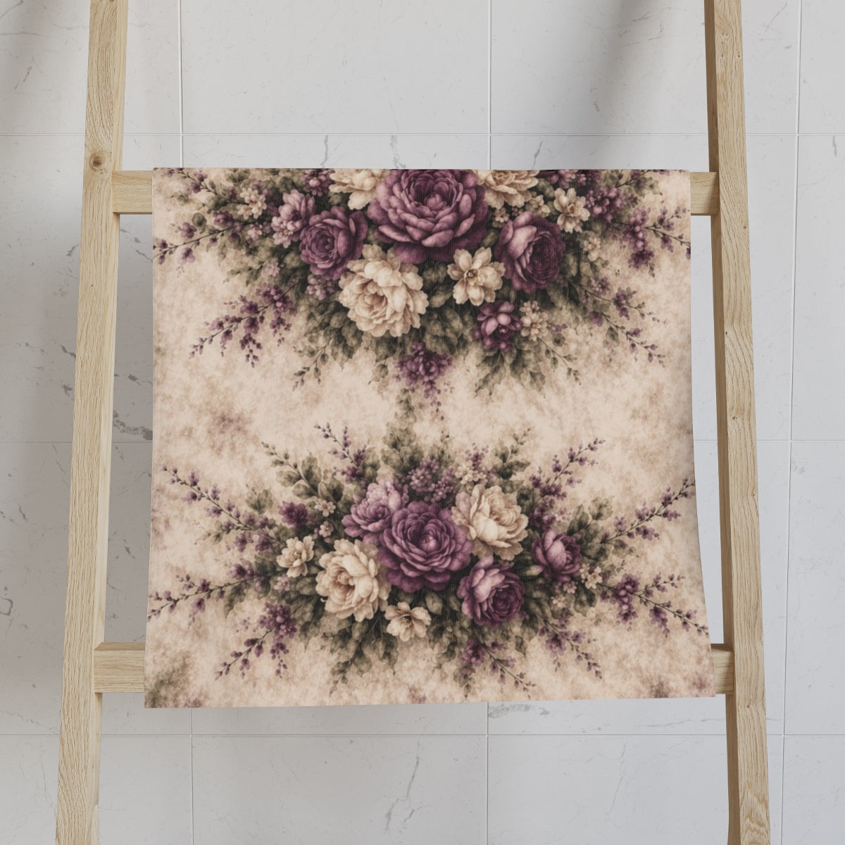 Vintage Muted Plum 3-Piece Rose Garden Towel Set