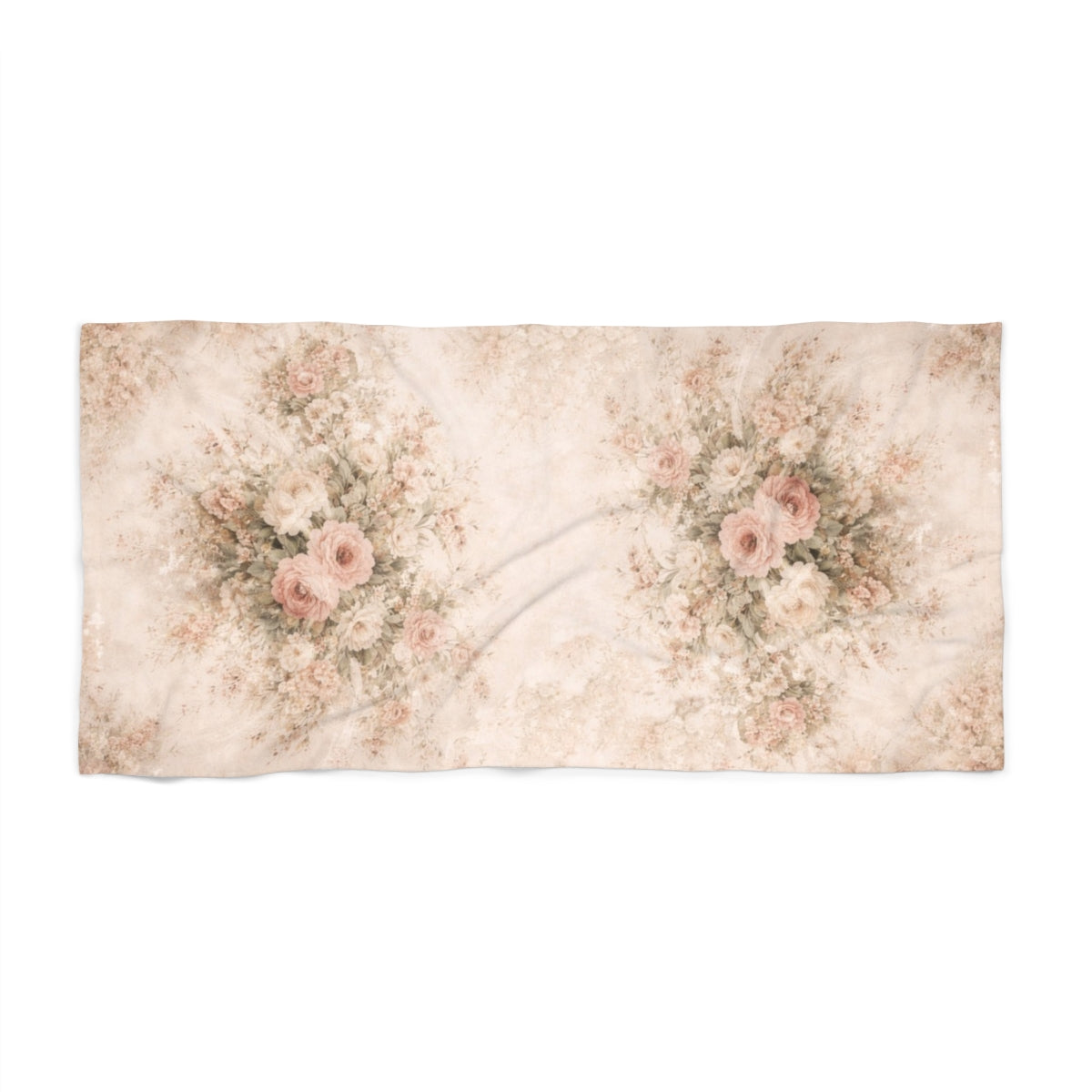 Blush Rose Towel 3-Piece Set – Large Bath Towel, Hand Towel Washcloth, Romantic Vintage French Country Chateaucore Floral Bathroom Decor