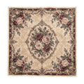 Victorian Burgundy Rose Medallion Tablecloth – 100% Cotton Twill, Cream Floral French Country Table Linen, 58x58 or 58x102