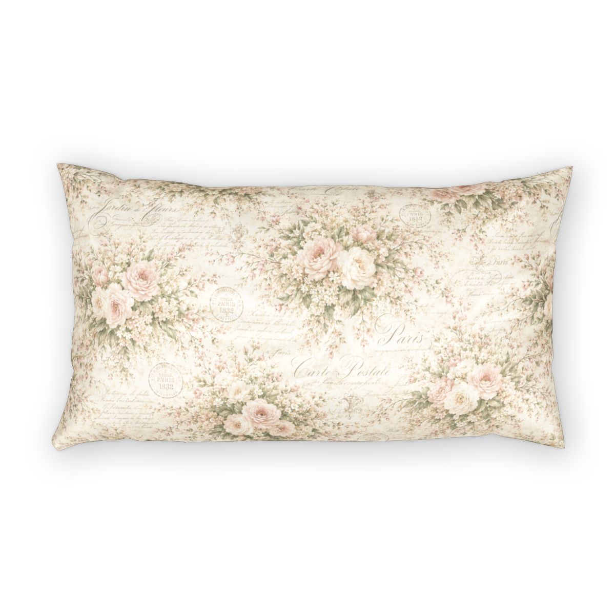 Love Letter Chateau, Ivory Blush Rose French Script Comforter Set, Romantic Chateaucore Victorian Floral Bedding