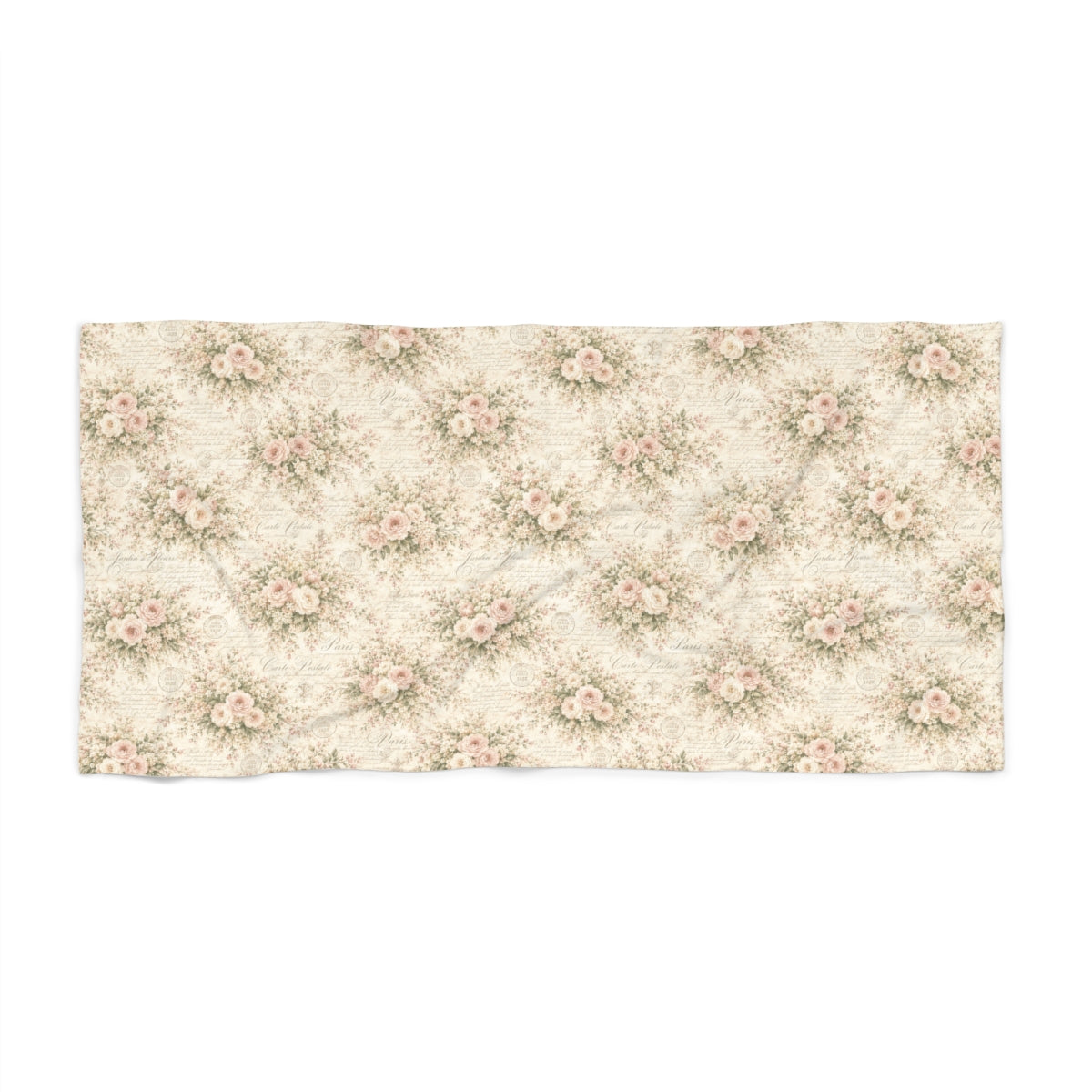 Love Letter Chateau 5-Piece French Country Bathroom Set , Floral Shower Curtain, Memory Foam Bath Mat, Bath Towel, Hand Towel & Washcloth