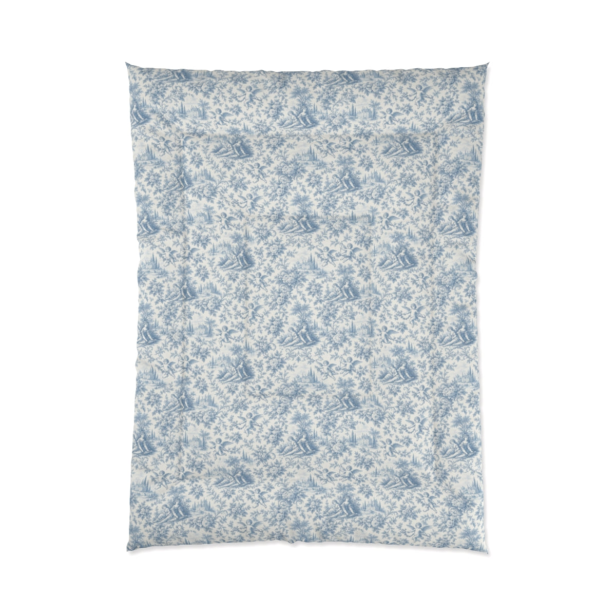 Powder Blue Chateau Toile Comforter or Duvet Set – French Country Cherub, Rose & Manor Bedding