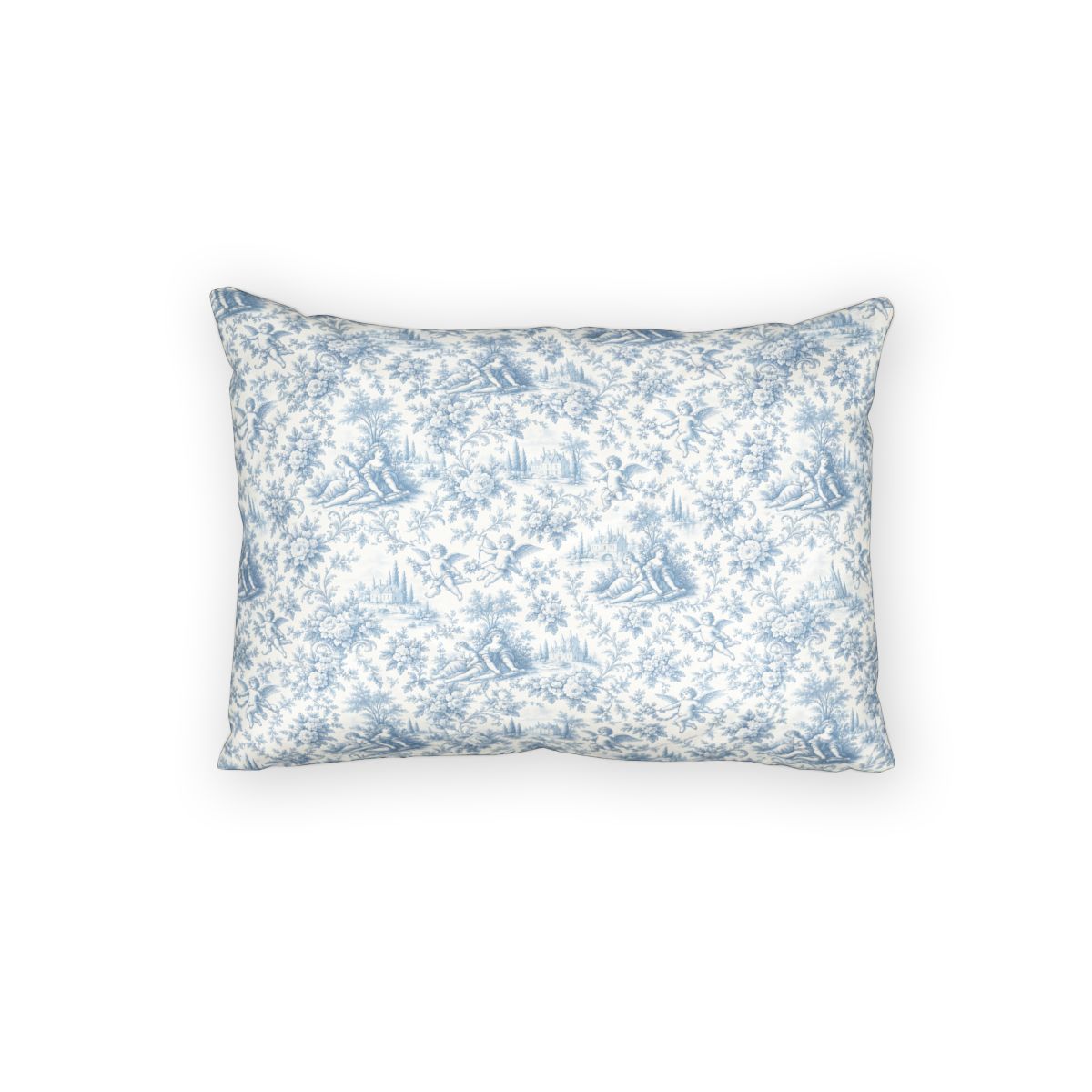 Powder Blue Chateau Toile Comforter or Duvet Set – French Country Cherub, Rose & Manor Bedding