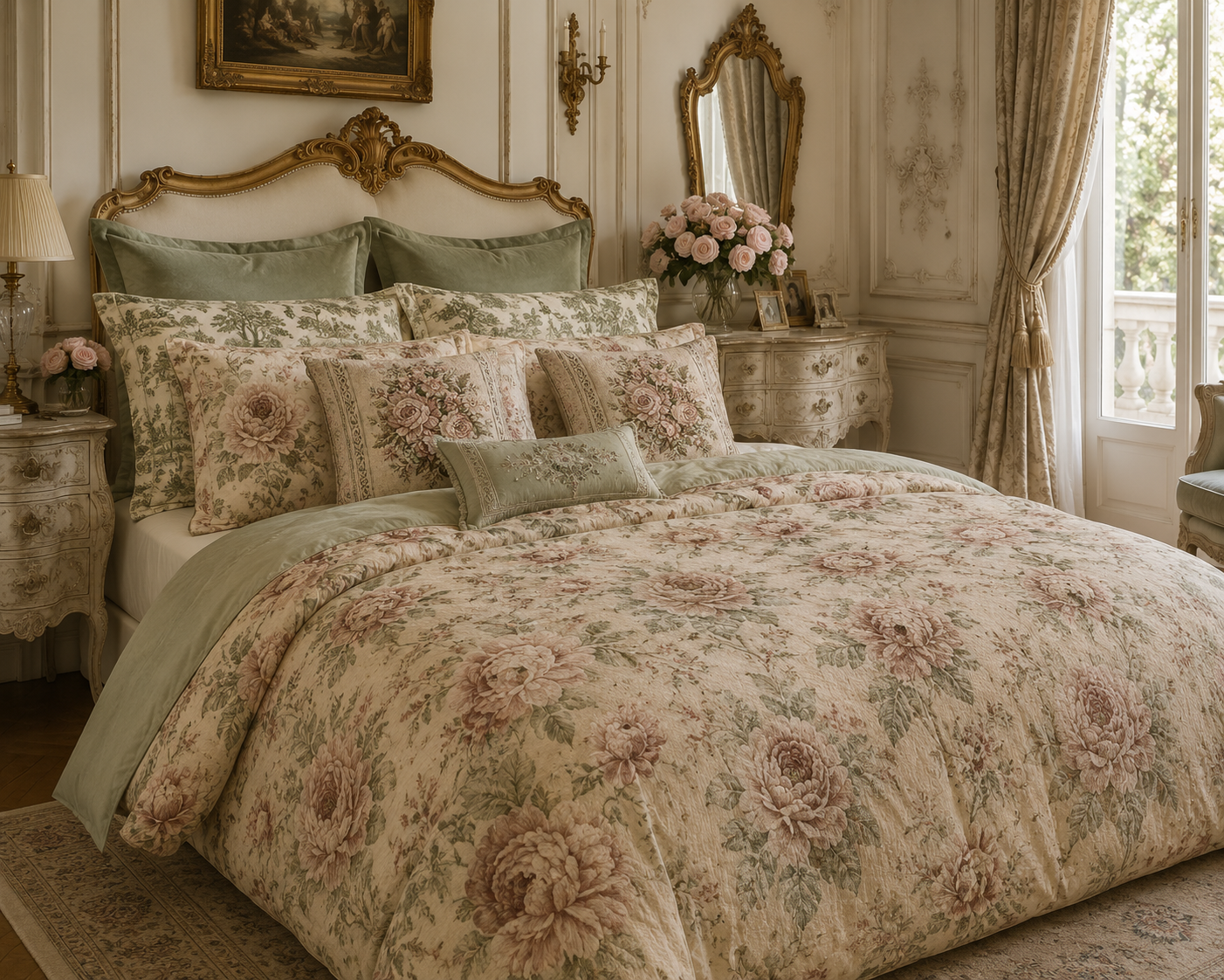 Vintage Peony Comforter Set, Chateaucore Bedding, Cottagecore Floral, French Country Bedroom Decor, Romantic Heirloom Bedspread