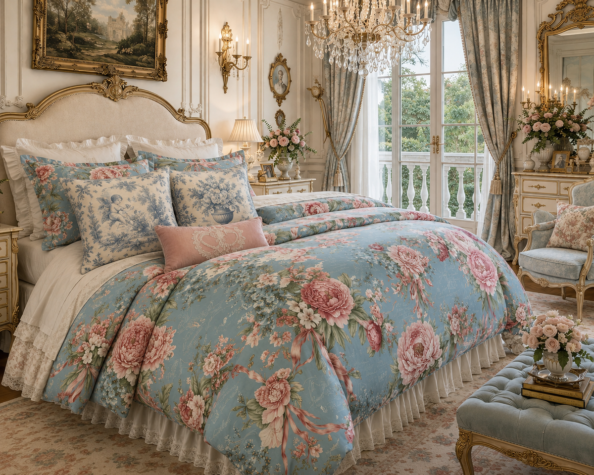 Blue French Toile Woven Tapestry Pillow – Vintage Chateaucore French Country Decorative Accent Pillow