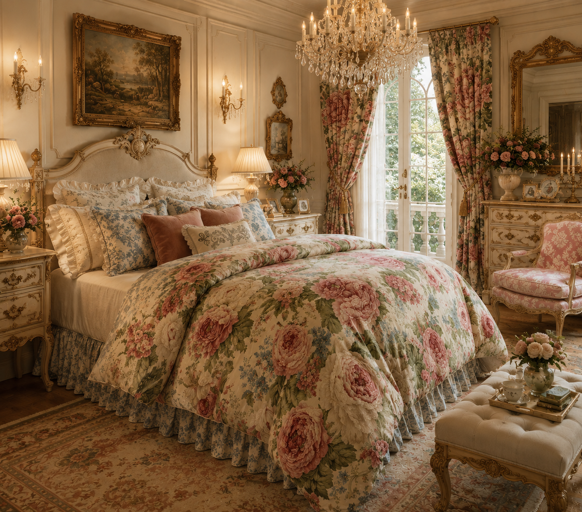 Dusty Blue Toile de Jouy Pattern Long Curtain, Botanical Scenic Vintage Toile Black Out Window Treatment, French Country Shabby Chic Chateaucore