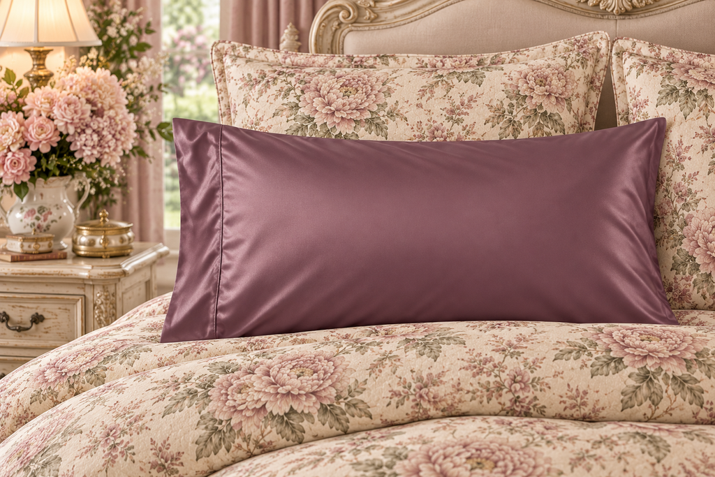 Satin Muted Plum Pillowcase — Luxurious Mulberry Pillow Case for Hair & Skin Care, Luxury Bedding Gift, Romantic Shabby Chic French Country