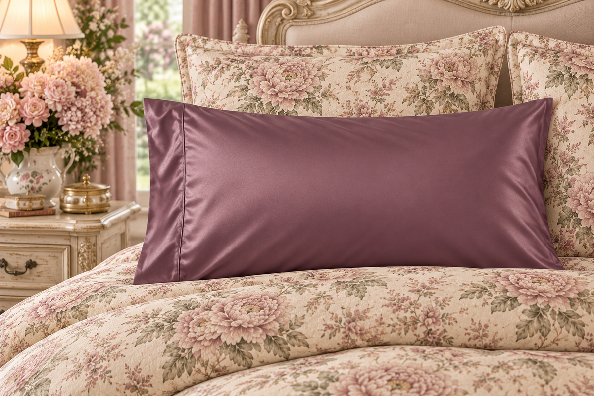 Satin Muted Plum Pillowcase — Luxurious Mulberry Pillow Case for Hair & Skin Care, Luxury Bedding Gift, Romantic Shabby Chic French Country