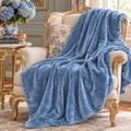 Dusty Blue Crushed Velvet Throw Blanket – French Country Chateaucore Luxury Sofa Chair Blanket, Soft Elegant Home Decor