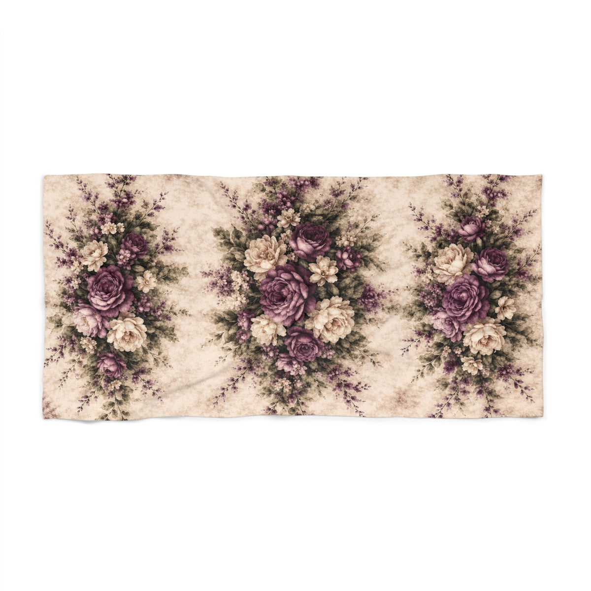Vintage Muted Plum 3-Piece Rose Garden Towel Set