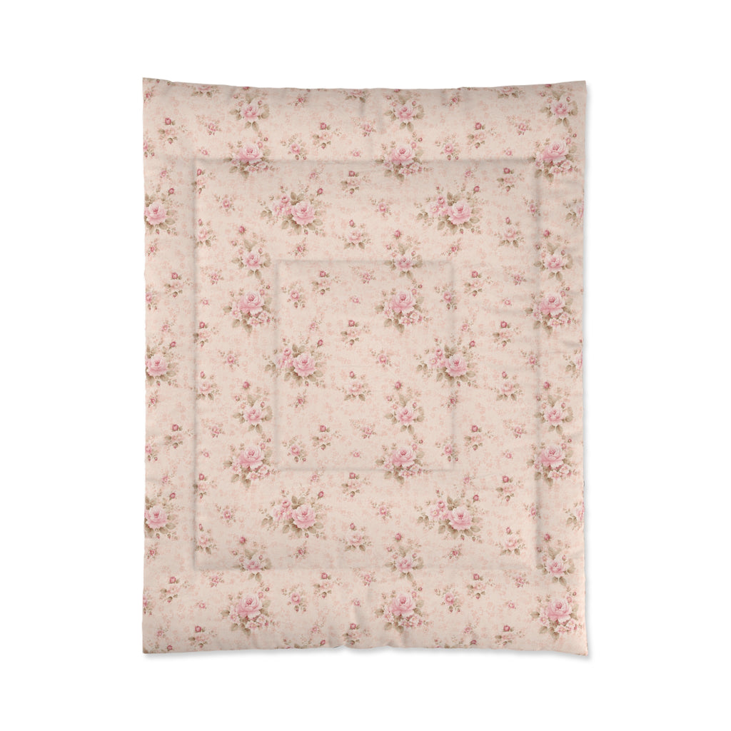 Chateaucore Pink Rose Bunches Comforter Set Floral French Country Bedding Shabby Chic Romantic Victorian Queen King Twin Size