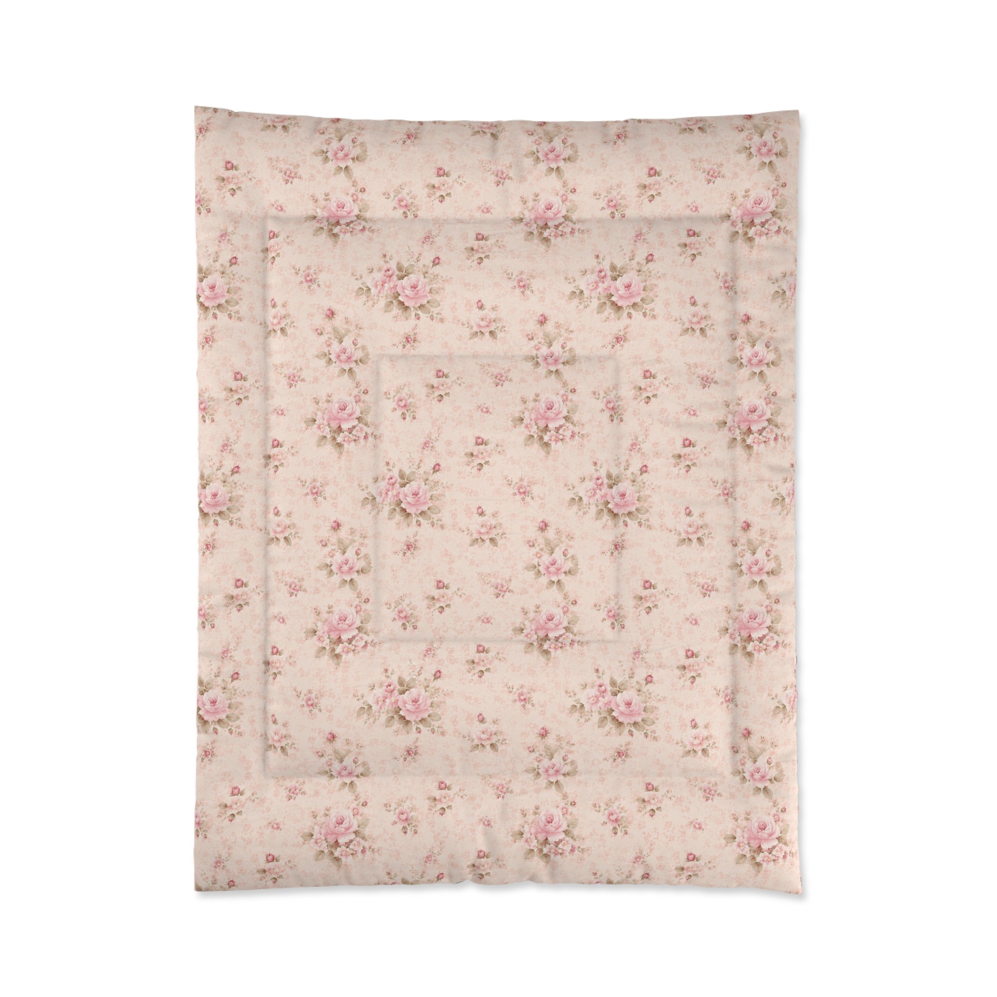 Chateaucore Pink Rose Bunches Comforter Set Floral French Country Bedding Shabby Chic Romantic Victorian Queen King Twin Size