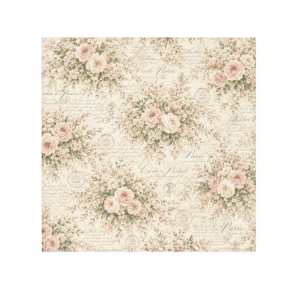 Love Letter Chateau Washcloth, Soft Blush Pink Cream Face Cloth, French Country Script Shabby Chic Victorian Cottagecore Bathroom Decor