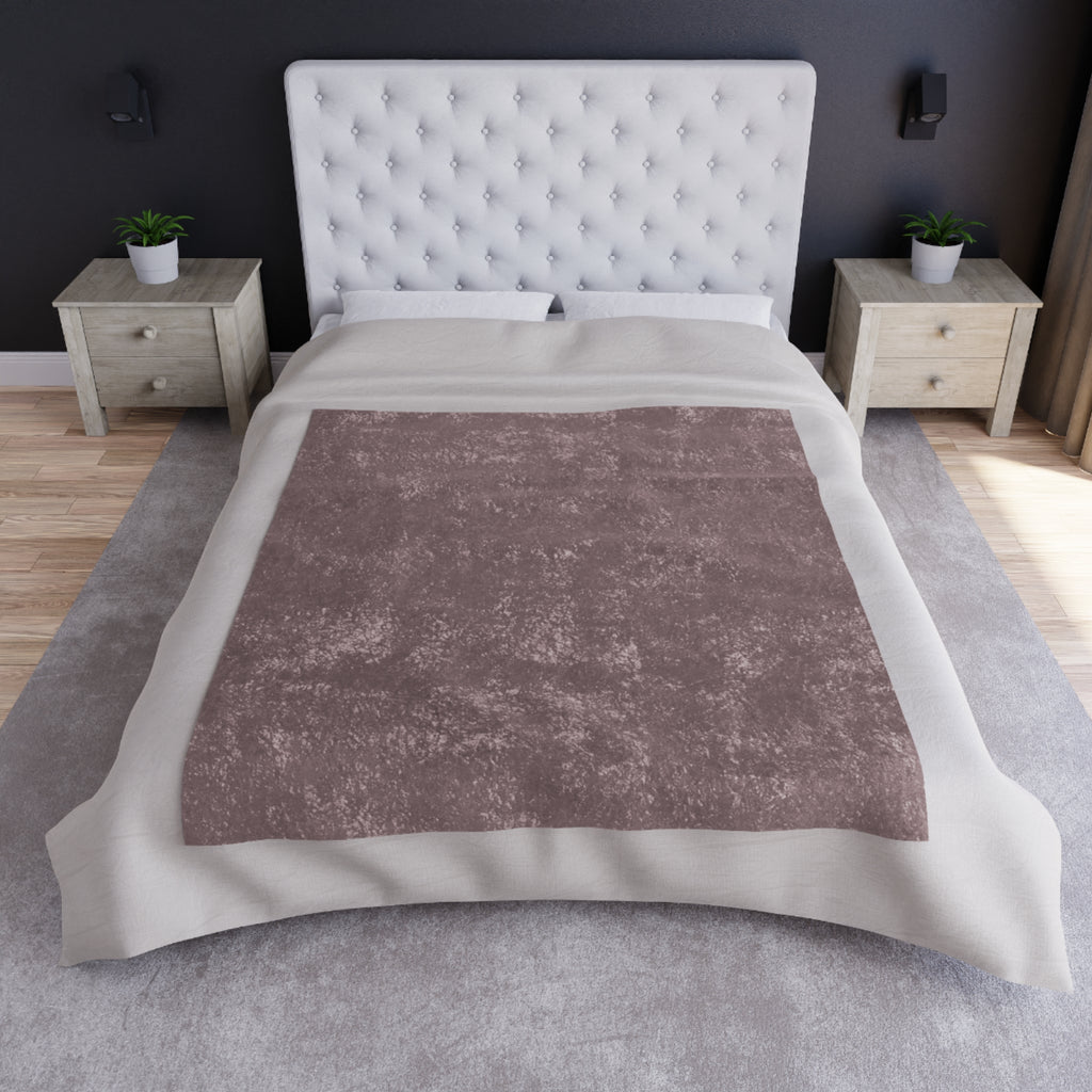 Muted Mauve Crushed Velvet Throw Blanket, Victorian Accent , Shabby Chic Wedding Bridal Gift Romantic Chateaucore Quilt