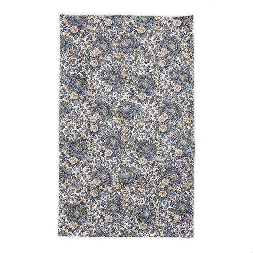Blue White Cabbage Chinoiserie Tablecloth – Ivory French Country Floral Ginger Jar Botanical Dining Table Linen Square Rectangle