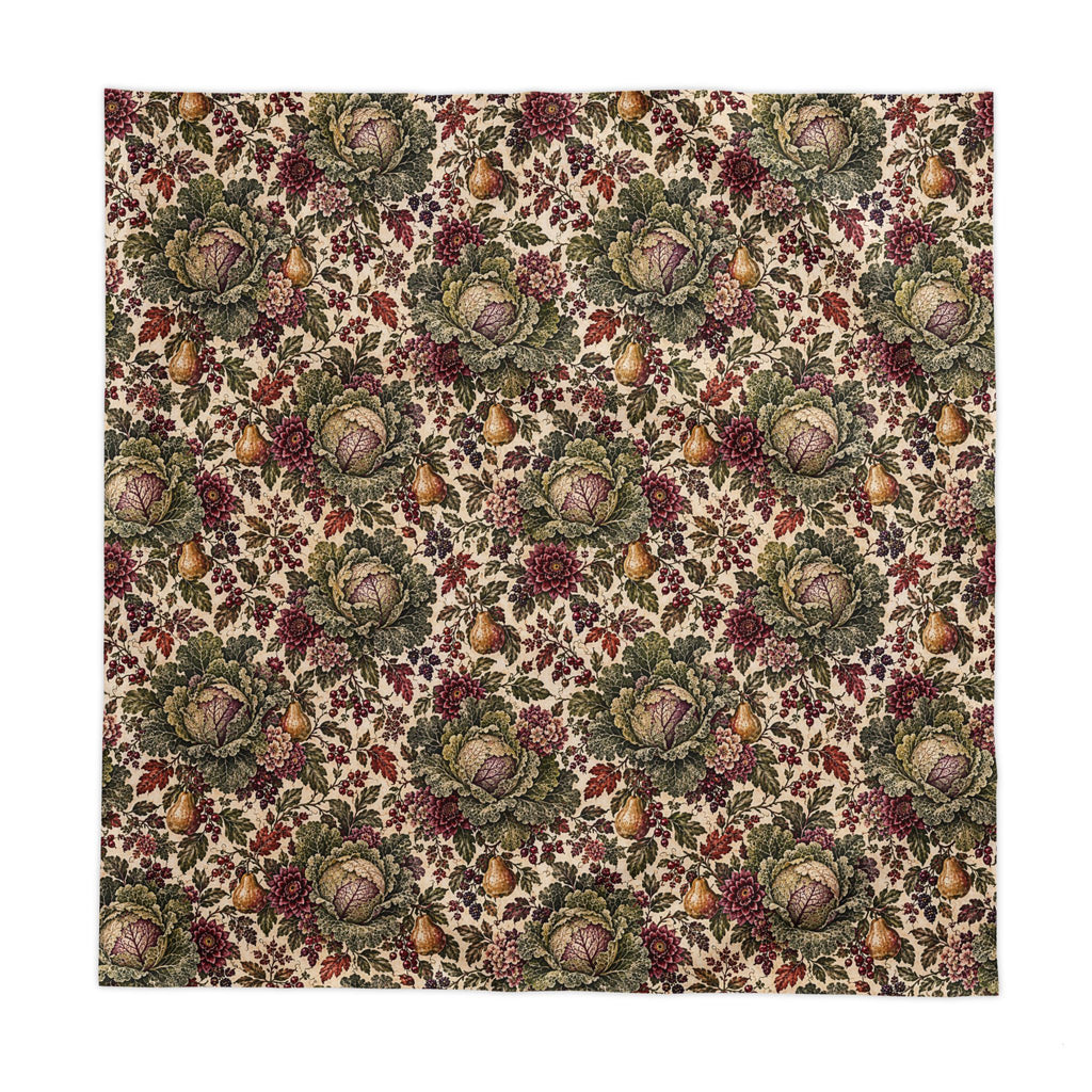 Victorian Cabbage Pear Garden Tablecloth, Burgundy Floral Botanical French Country Dining Table Linen Square Rectangle