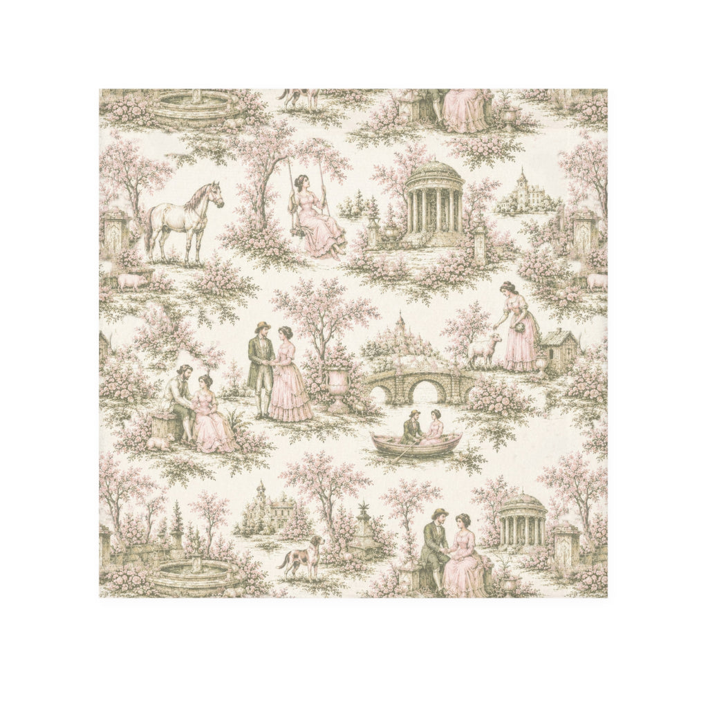 Vintage Sage and Pink Toile de Jouy Washcloth, French Country Pastoral Face Towel, Grandmillennial Shabby Chic
