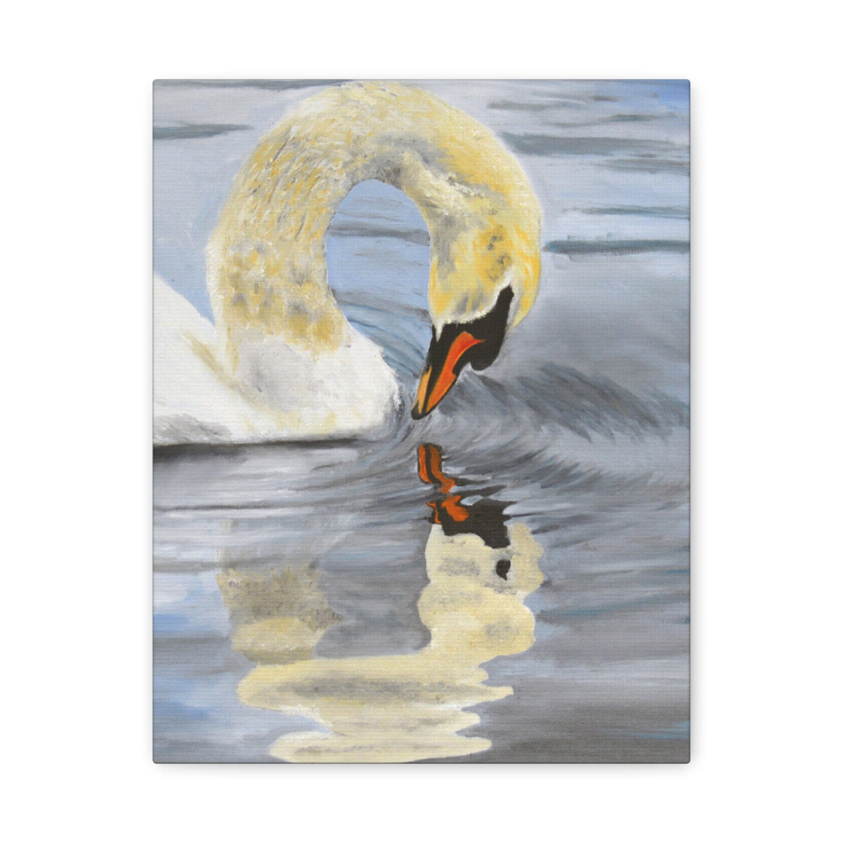 Swan Reflection Art Canvas Print, Elegant Wall Art, French Country Shabby Chic Decor, Nature Bathroom Decor, Bird Watcher Gift