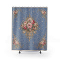 Chateaucore Blue Soft Pink Roses Floral Shower Curtain, Victorian Rococo Bathroom Decor, French Country, Shabby Chic Housewarming Gift