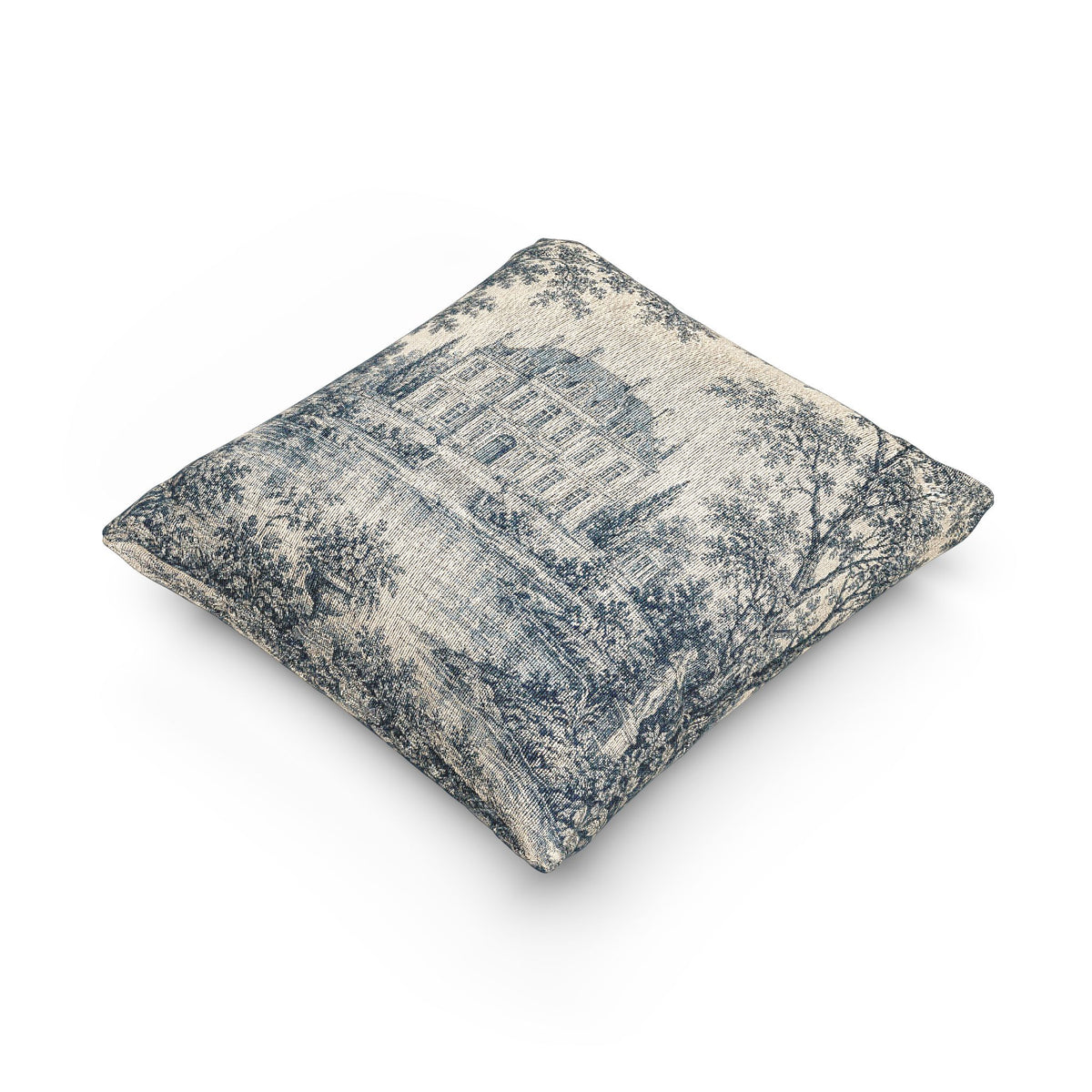 Blue French Toile Woven Pillow and Cover, French Chateau Throw Pillow, Antique Style Victorian Cottage Decor, French Country Cushion, Home Gift