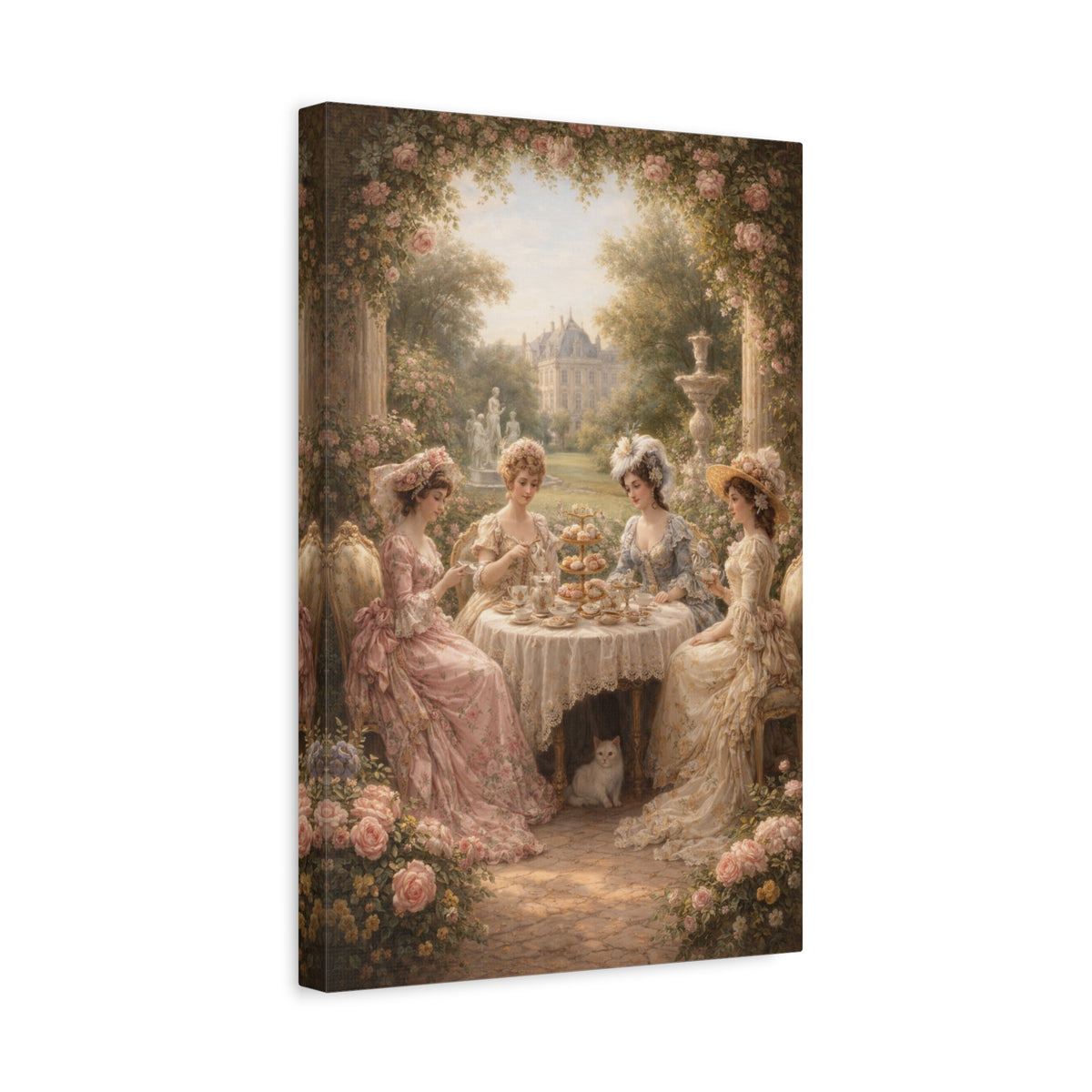 Victorian Ladies Tea Party Canvas Wall Art Print, Feminine Wall Hanging Decor, Vintage 1800's Ladies, Home Decor, Gift for Her, Elegant Art