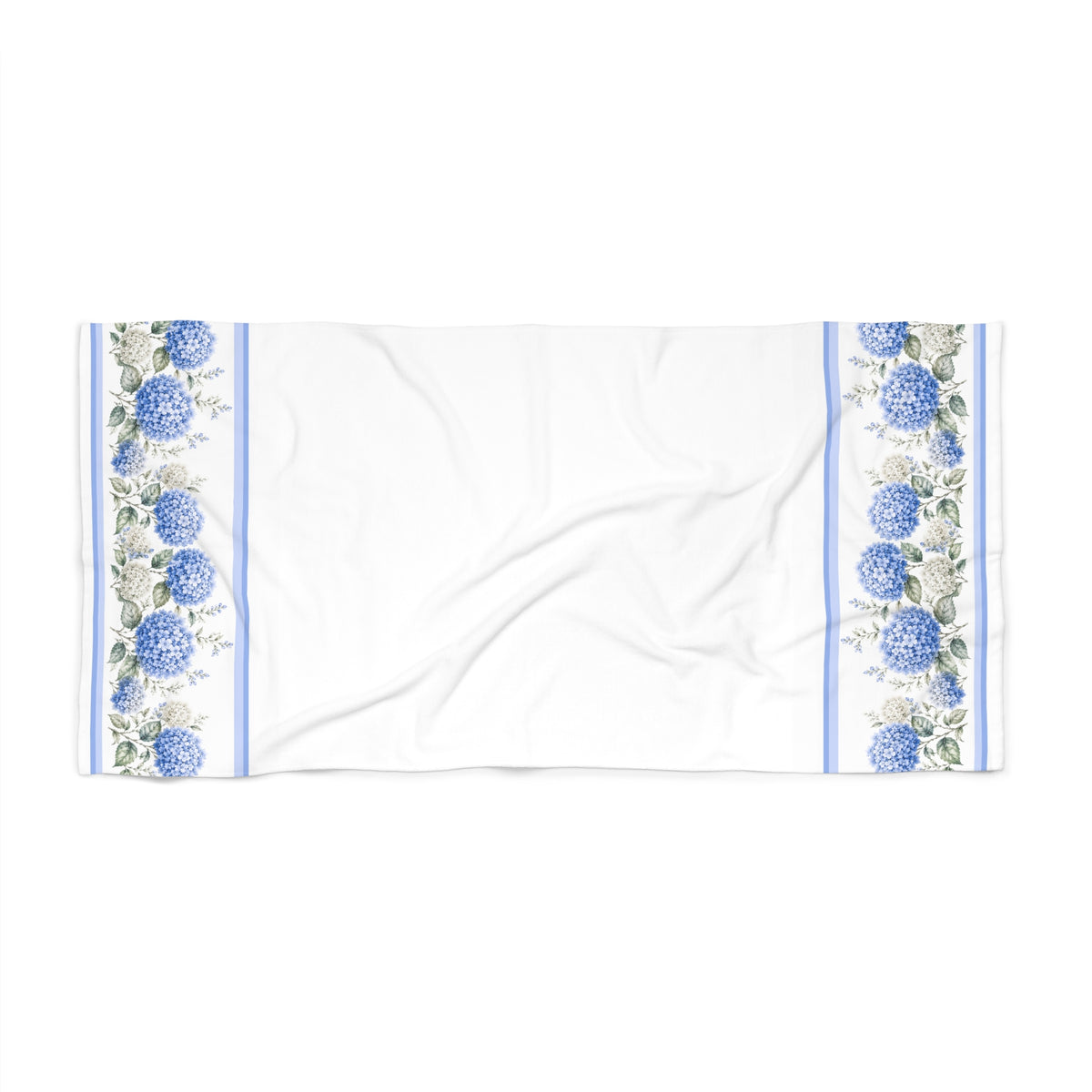 Blue Hydrangea 5 Piece Bathroom Set – Shower Curtain, Memory Foam Bath Mat & Towels, French Country Chateaucore Grandmillennial Decor