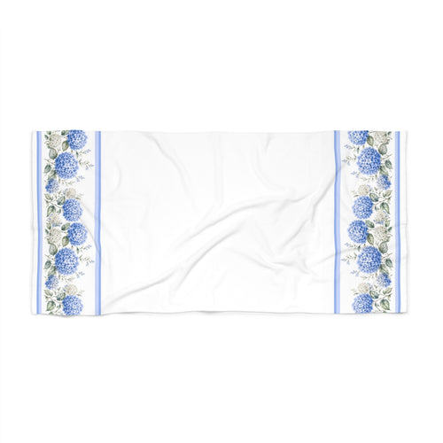 Blue Hydrangea 5 Piece Bathroom Set – Shower Curtain, Memory Foam Bath Mat & Towels, French Country Chateaucore Grandmillennial Decor