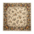 French Pear Orchard Tablecloth Dining Linen Botanical Border with Golden Pears, Victorian Burgundy Berries & Songbirds