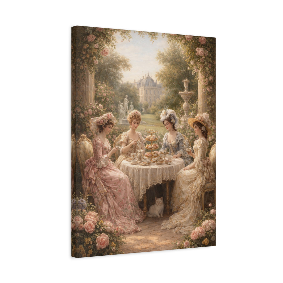 Victorian Ladies Tea Party Canvas Wall Art Print, Feminine Wall Hanging Decor, Vintage 1800's Ladies, Home Decor, Gift for Her, Elegant Art