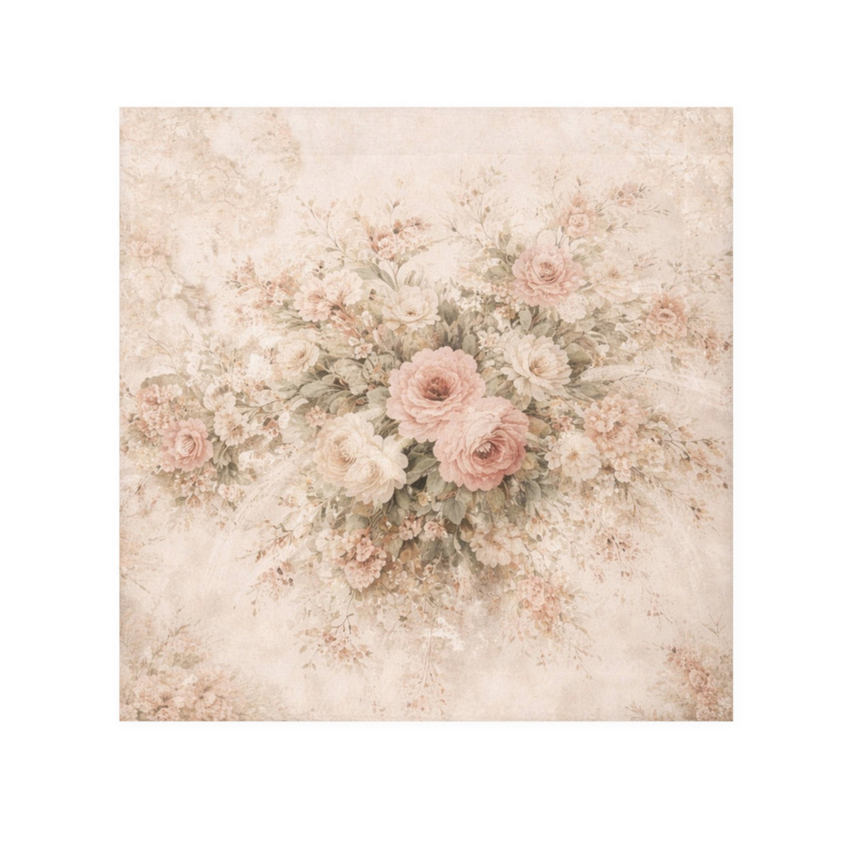 Blush Rose Bathroom 5-Piece Bundle Floral Shower Curtain, Memory Foam Bathmat Matching Towels, Romantic French Country Chateaucore Decor