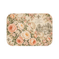Peach Rose Château Memory Foam Bathmat, Cushioned Mat French Country Peach Floral Bathroom Rug, Sage Green Chateaucore Bath Decor