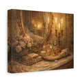 French Country Perfume Vanity Canvas Wall Art Print, Chateaucore Floral Wall Hanging Decor, Victorian Romantic Home Decor, Gift Mom Grandma