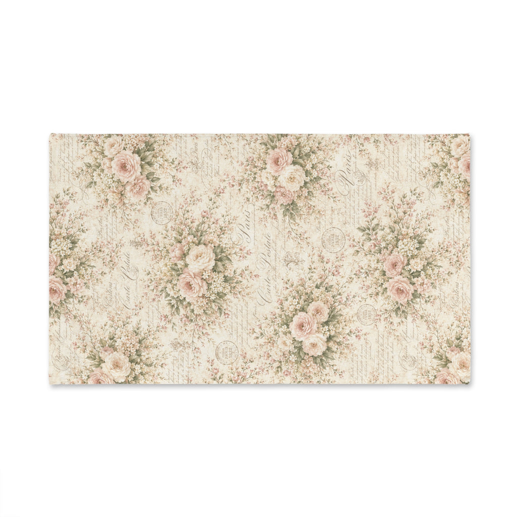 Love Letter Chateau 3-Piece Towel Bundle, Floral French Script Washcloth Hand and Large Bath Towel,