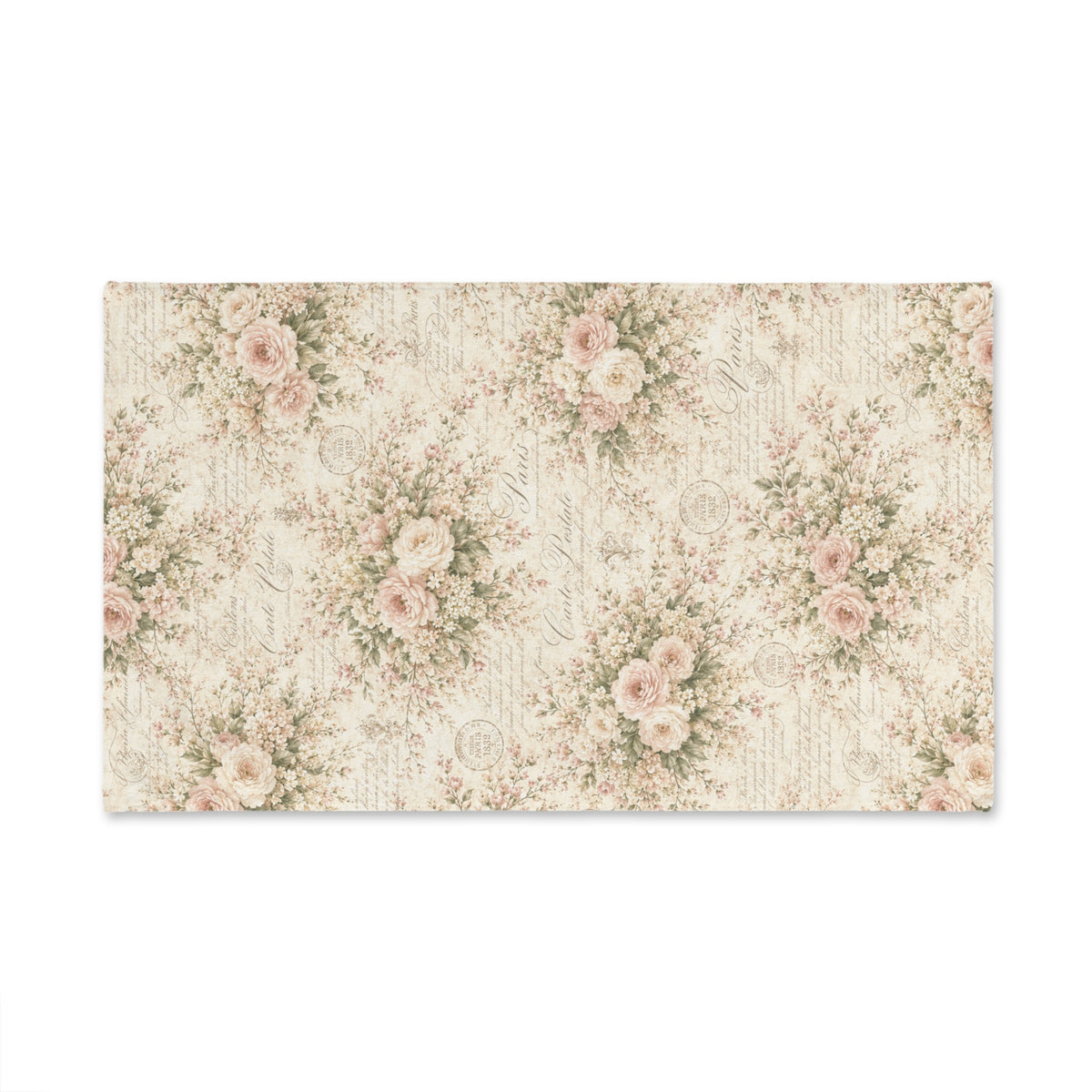 Love Letter Chateau 3-Piece Towel Bundle, Floral French Script Washcloth Hand and Large Bath Towel,