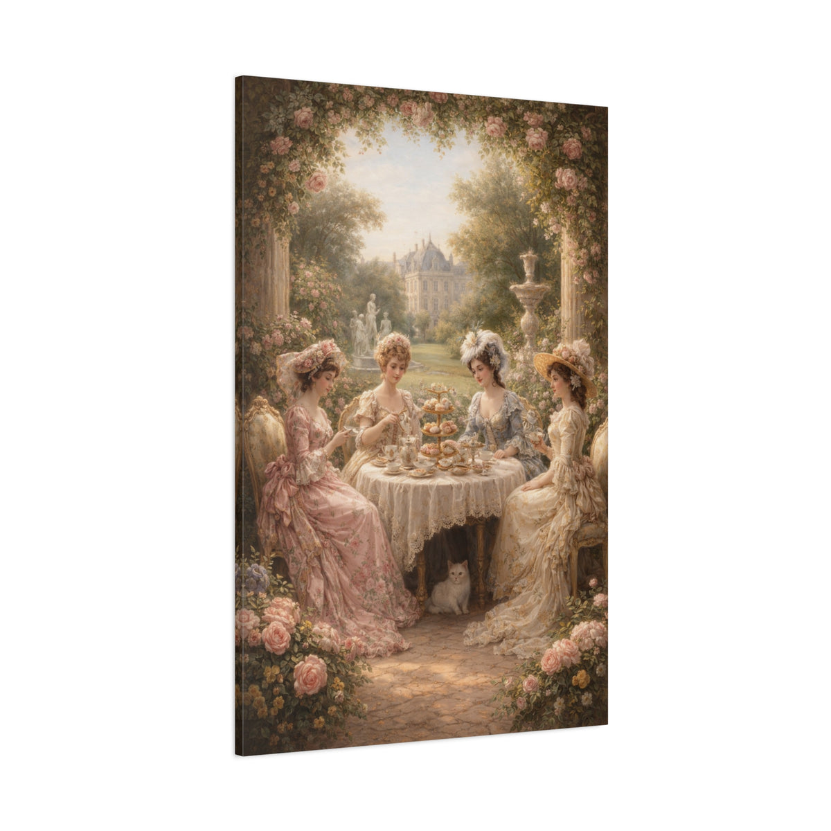 Victorian Ladies Tea Party Canvas Wall Art Print, Feminine Wall Hanging Decor, Vintage 1800's Ladies, Home Decor, Gift for Her, Elegant Art